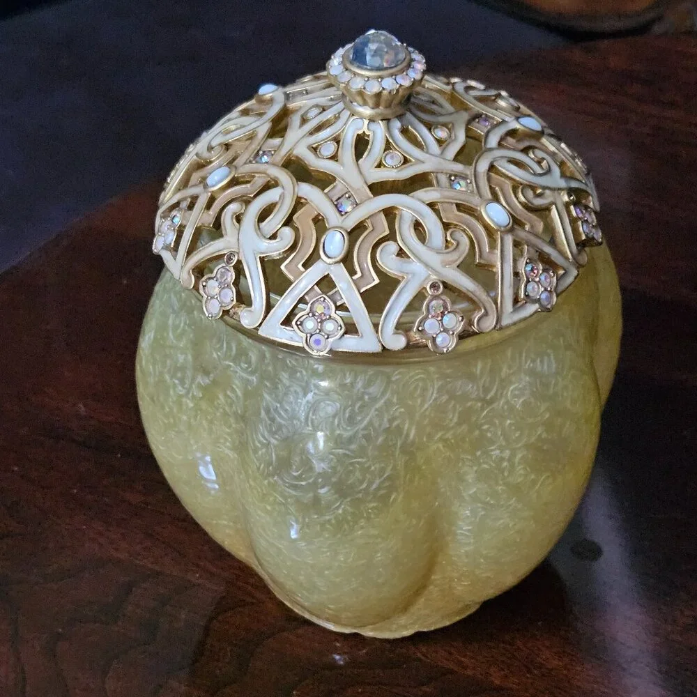 RARE SET 3 JAY STRONGWATER ARABESQUE GOLD CRYSTAL ENAMEL VANITY JAR CANISTER BOX